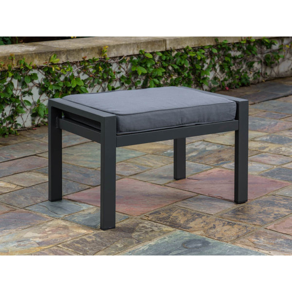 Tortuga Outdoor Lakeview Aluminum Outdoor Ottoman With Charcoal Cushion